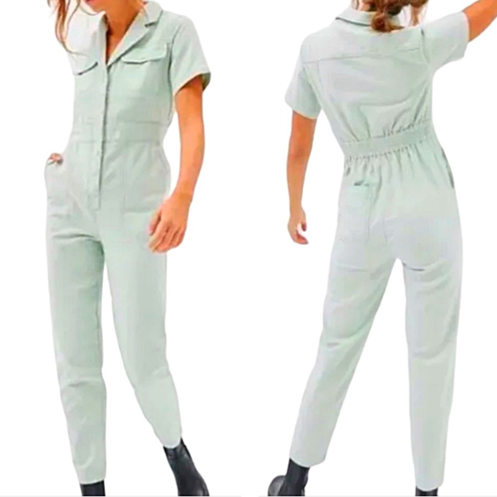 Urban Outfitters BDG Lizzy Short Sleeve Coverall Jumpsuit Mint Women’s Size L